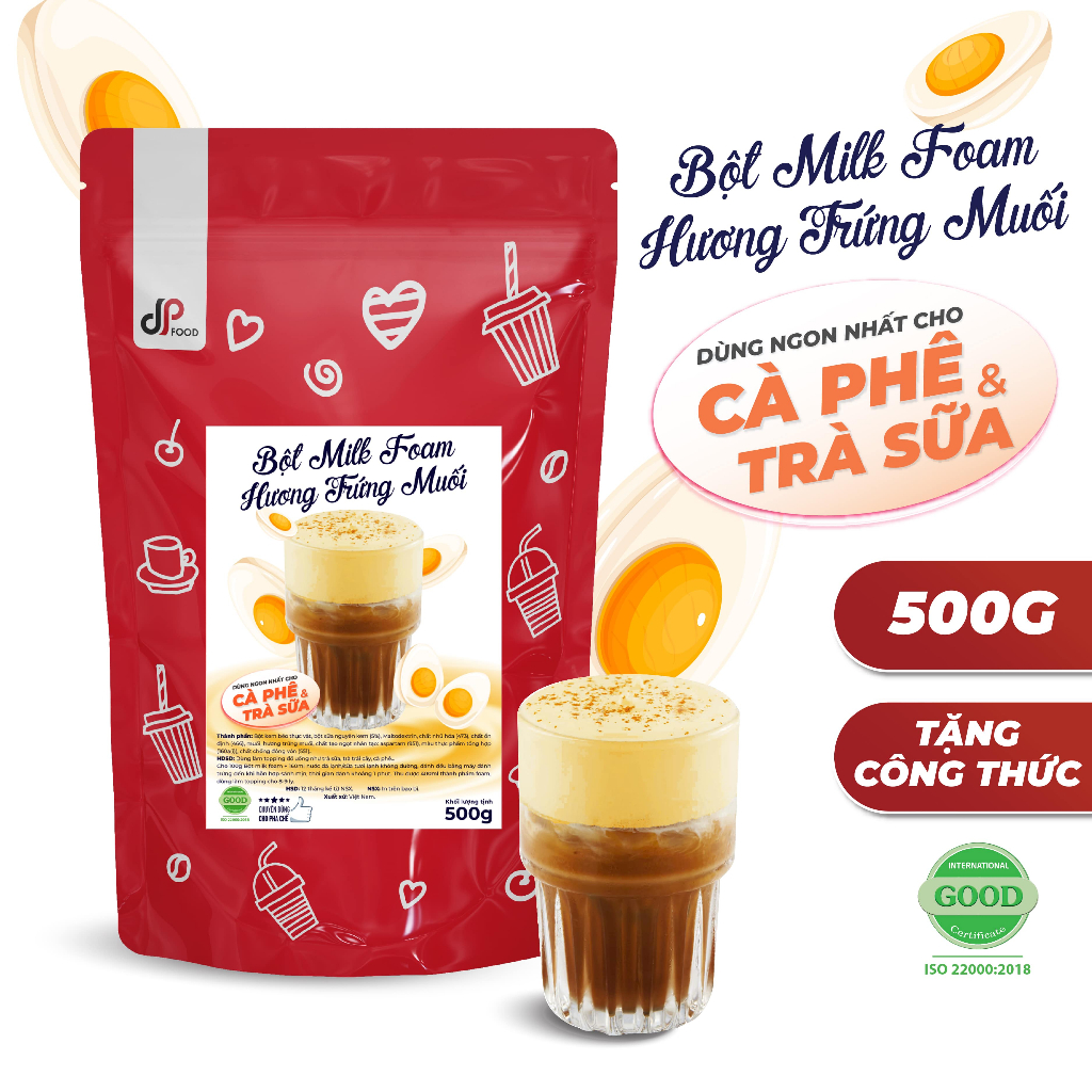 Bột Milk Foam Trứng Muối DP FOOD 500G - Thơm Béo Đậm Đà - Làm Topping Rót Lên Trên Cà Phê, Trà Sữa