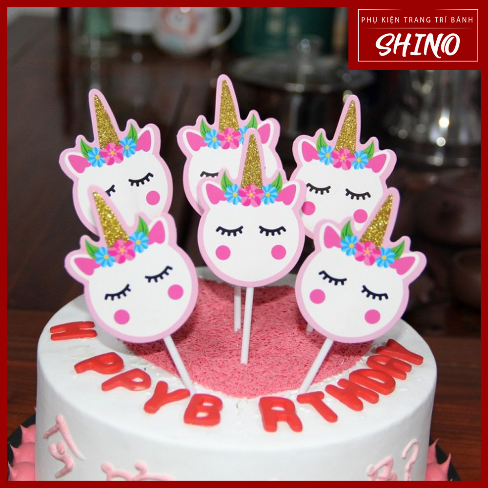 Ngựa unicorn cắm cupckae (set 6)
