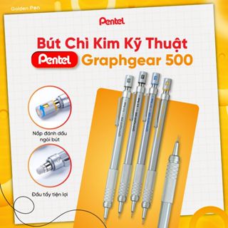 Bút Chì Cơ Khí Pentel PG500 – Bút Chì Bấm Kỹ Thuật 0.3/0.5/0.7mm, Thân Kim Loại, Nét Chuẩn