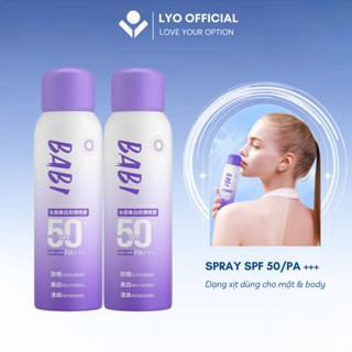 Xịt chống nắng BABI nâng tone kiềm dầu SPF50 PA+++ dùng cho da mặt và body - Chai 100ml
