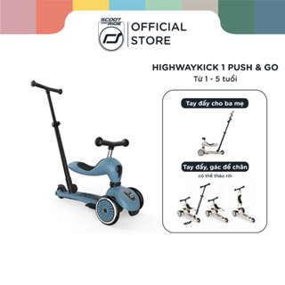 Xe scooter trẻ em Scoot and Ride Highwaykick 1 Push and Go (Steel) - Tích hợp xe chòi chân cho bé có tay bám cho bố mẹ