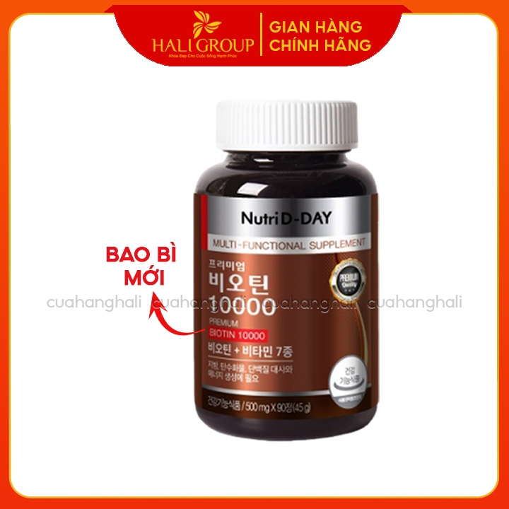 Viên Uống Biotin 10000 Nutri D-Day Hàn Quốc Hỗ Trợ Mọc Tóc Nhanh, Hộp 90 Viên