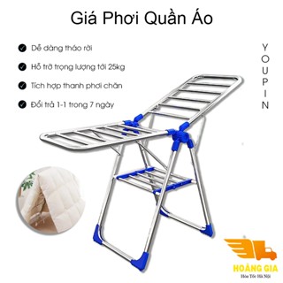 Giá Phơi Quần Áo Gấp Gọn Cỡ Đại Ngoài Trời Kèm Thanh Phơi Chăn 7Kg | Giá Phơi Quần Áo Thông Minh Inox Chống Gỉ Cao Cấp