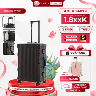 [MUA 1 TẶNG 1] Vali KUME - Vali Size 24 | Aber Titan Frame 2407K | Vali Nhựa PC Khung Nhôm Bo Góc Kim Loại