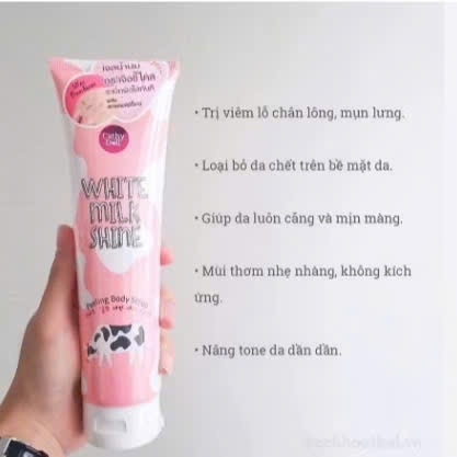 (CHÍNH HÃNG) Tẩy tế bào chết Cathy Doll White Milk Shine Peeling Body Scrub Thái Lan 320gr