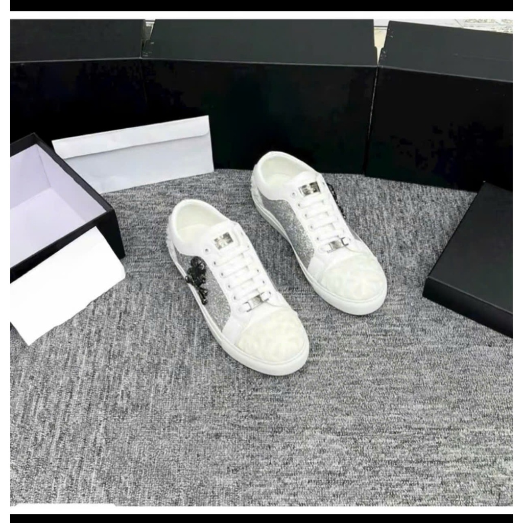  Giày thể thao nam Philipp Plein da đính kim tuyến phối Hoạ Tiết Đinh Cực Chất.bản cao cấp full box 