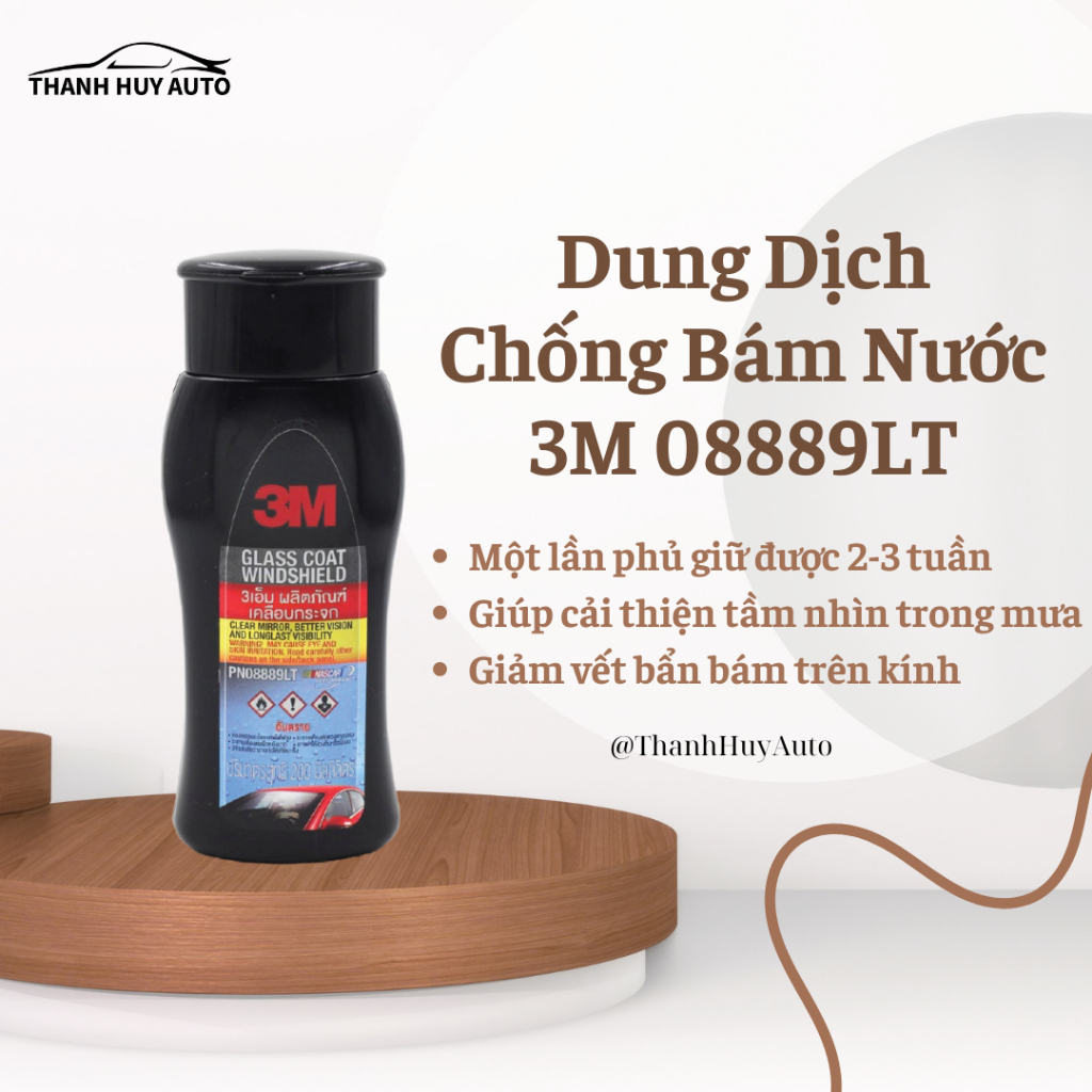 Chống bám nước kính chắn gió 3M 08889LT, giúp lái xe an toàn, xịt kính gương chống trôi nước mưa