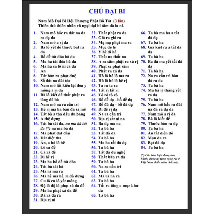 Chú Đại Bi và Chú Bát Nhã Ba La Mật Đa Tâm Kinh  ép Plastic