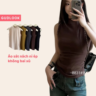 Áo Tanktop Nỉ Ép Nữ GUDLOOK Cổ 3 Phân, Không Bai Xù Đủ Màu, Size 40-65kg Đồ Basic Thoải Mái, Dễ Phối