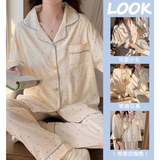 Bộ đồ ngủ pijama dài tay cotton chất mềm đẹp cute hoạt hình ngọt ngào bigsize bộ bầu đáng yêu dễ mặc thu đông 025