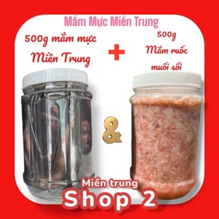 Combo 2 hủ( 1 Hủ Mắm Mực nguyên chất+ 1 Hủ Mắm Tép chua-Mắm Ruốc Muối Xổi Bình Định