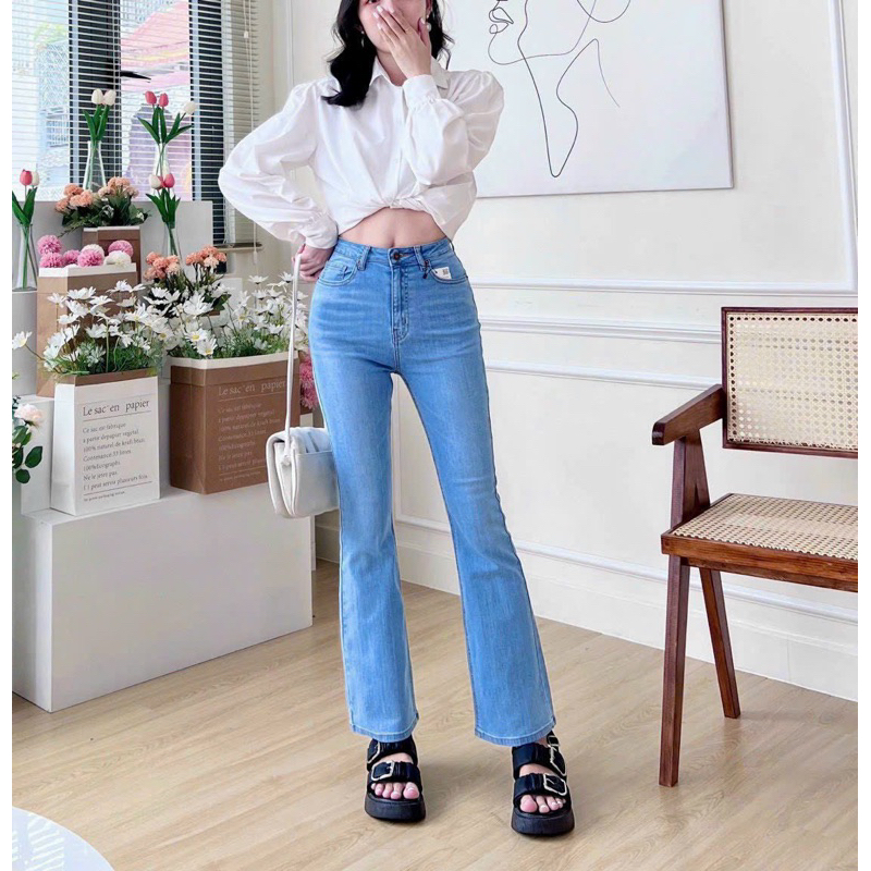Quần jean ống loe dài 97cm VNXK