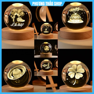 Đèn Ngủ Decor 3D Quả Cầu Pha Lê Phát Sáng Để Bàn, Quà Tặng Sinh Nhật, Quà Lưu Niệm, Qùa Tặng Giáng Sinh, Bảo Hành 1 Năm