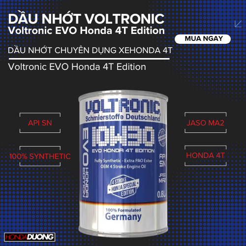 Dầu nhớt VOLTRONIC 10W30 EVO HONDA 4T EDITION+TẶNG PHỤ GIA/800ML