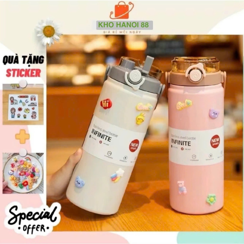 Bình Giữ Nhiệt Boss Inox 316 Dung Tích 1200ml Có Quai Xách Và Ống Hút Hàng Loại 1 Kèm Sticker