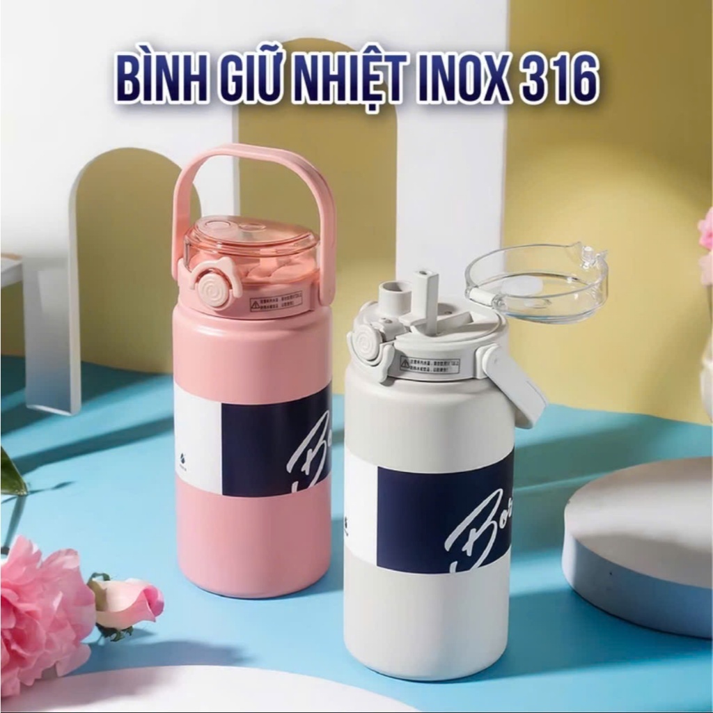 Bình Giữ Nhiệt Boss Inox 316 Dung Tích 1200ml Có Quai Xách Và Ống Hút Hàng Loại 1 Kèm Sticker | BigBuy360 - bigbuy360.vn