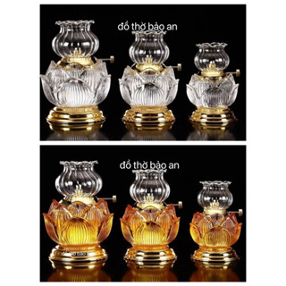 đèn dầu hoa sen, đèn thờ cúng pha lê hoa sen,đèn dầu,đèn thờ (1 chiếc)