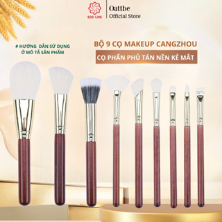 Bộ cọ trang điểm 9 cọ thân gỗ makeup Cangzhou cọ kẻ mắt tán má hồng cọ tạo khối đánh mũi mềm mịn