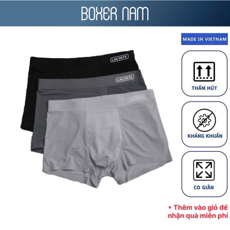 Combo 3 Quần Lót Nam Sịp Đùi Boxer Lụa Băng Siêu Thoáng Khí Dáng Trunk Khoẻ Khoắn Boxer nam