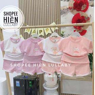 [Lullaby/Chính Hãng] Bộ quần áo cộc tay Lullaby chất cotton cho bé gái size 9m - 4y