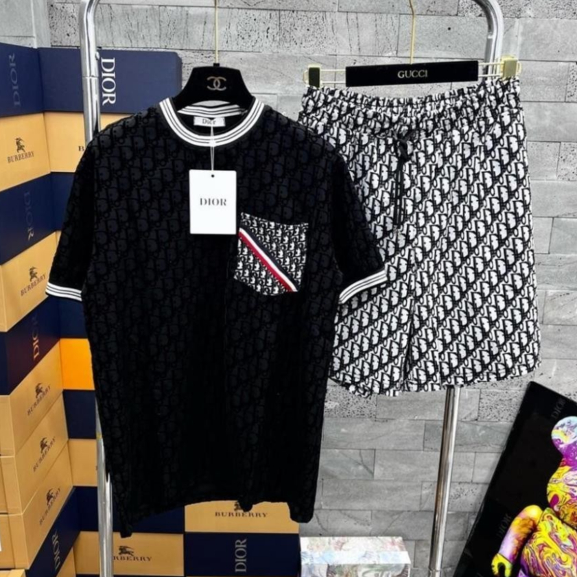 Bộ Quần Áo Nam Đì Ô  Chất Thun Lạnh Cao Cấp Phối Hoạ Tiết Toàn Thân, Bộ Nam Mùa Hè Hottrend 2025