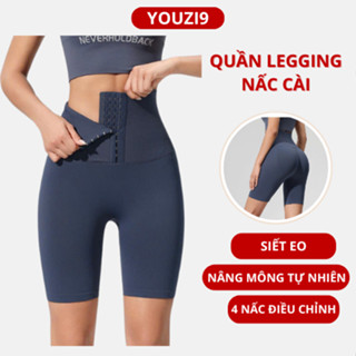 Quần legging nữ đùi nấc cài YOUZI9 gen bụng nâng mông chất liệu su cao cấp