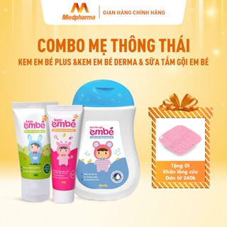 COMBO chăm sóc da toàn diện cho bé (Kem EmBé Plus, Kem EmBé Derma, Sữa tắm gội EmBé) trị rôm sảy, mẩn ngứa, chàm sữa