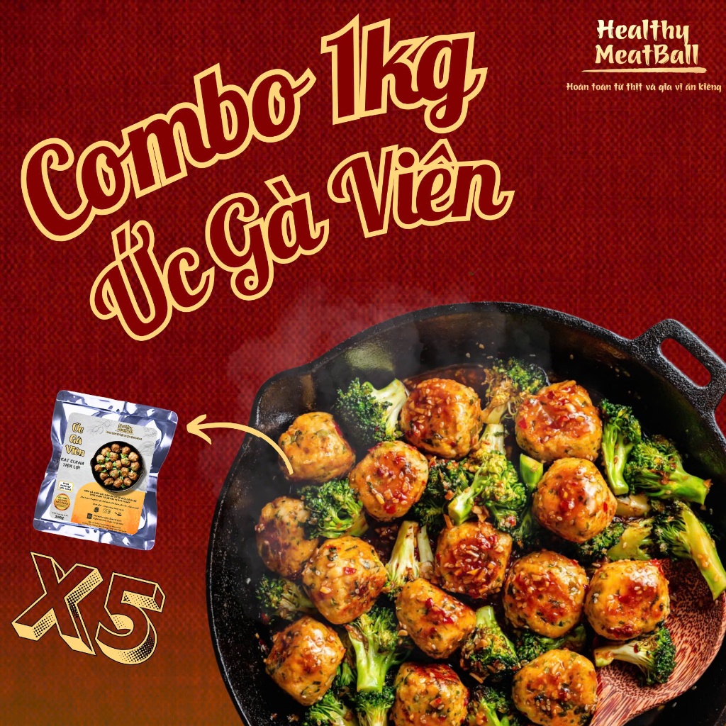 [Hoả tốc] Combo 1KG 5 Gói Chả Ức Gà Viên Ăn Liền Eat Clean - Ăn Kiêng Tăng Cơ Giảm Mỡ