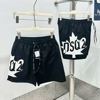 Quần short gió nam chất liệu gió dù in hoạ tiết logo lá phong DSQ2 đùi dây rút dệt chữ lót lưới boy phố