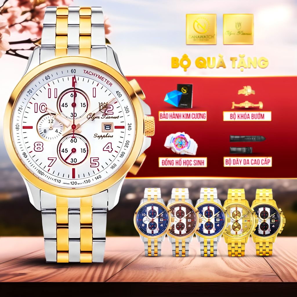 Đồng hồ Nam Olym Pianus OP89022-3GS-T – Tặng ĐH học sinh, bộ dây da, khoá bướm & gói bảo hành kim cư