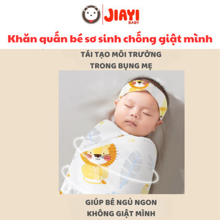  Khăn Quấn Bé Sơ Sinh Chống Giật Mình Vải Cotton Mềm Mịn Thoáng Khí KT 35x80cm 
