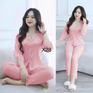 Set Bộ đồ mặc nhà lụa vân gỗ cao cấp cổ viền ren quyến rũ, sang trọng
