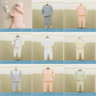  Bu Baby bộ sơ sinh dài tay Bu baby cài lệch cài chéo cài thẳng chất liệu sợi tre Bambus Siro cho bé sơ sinh 
