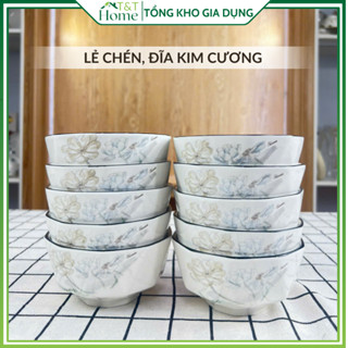 Lẻ Chén Bát, Đĩa Kim Cương Chất Liệu Sứ Cao Cấp Sử Dụng An Toàn Với Lò Vi Sóng, Máy Rửa Bát