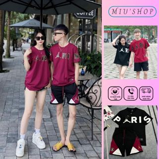 Bộ Quần Áo Nam Jor Đan In Chữ Paris Siêu Đẹp - Bộ Quần Áo Cộc Jor Đan Chất Liệu Cotton Cá Sấu Thoáng Mát Xu Hướng Hè