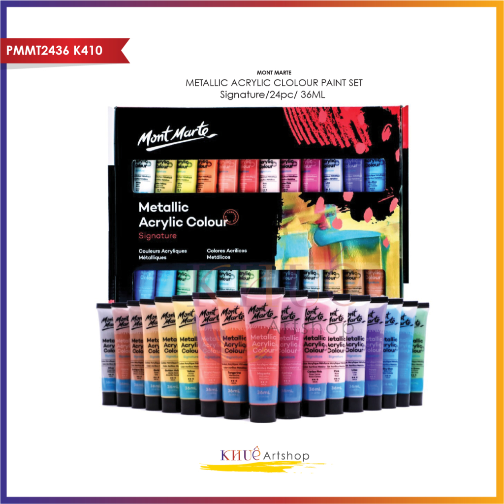 [Hỏa Tốc] METALLIC ACRYLIC  SET 12, 24 MÀU X 36ml |  METALLIC ACRYLIC COLOUR PAINT SET / 12PC, 24 PC