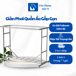 Giàn phơi quần áo CAO CẤP chịu lực 300kg phơi từ 50 bộ quần áo chất liệu inox 304 cứng cáp phơi chăn ga gối đệm -DH79