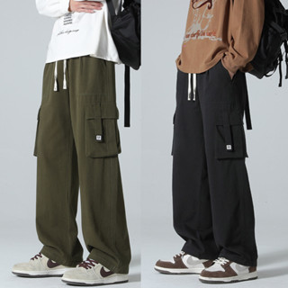 Quần dài nam nữ túi hộp Form suông ống rộng Quần Cargo Pants dài chất liệu kaki dày dặn cao cấp, Lưng thun điều chỉnh