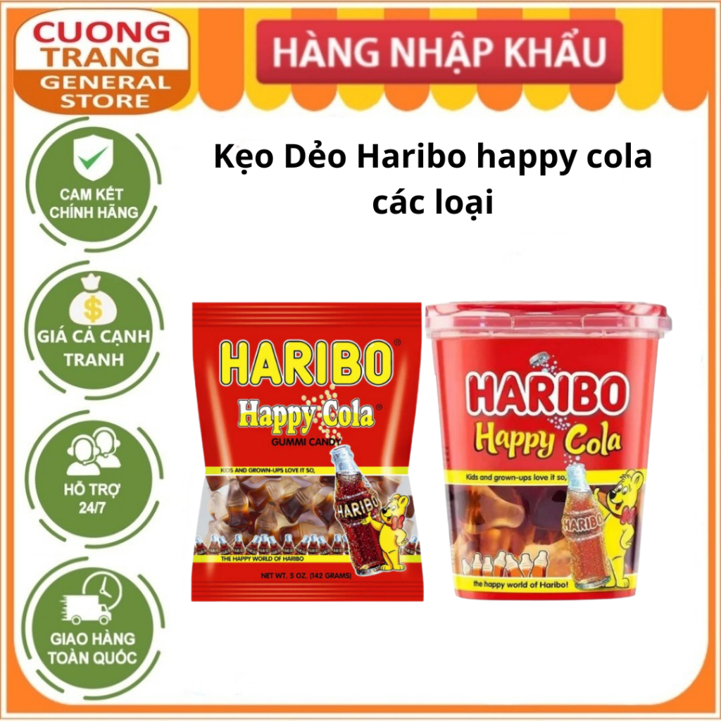 Kẹo Dẻo Haribo happy cola 25g, 100g, 150g, 175g, 250g