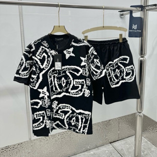  Bộ đồ nam cộc tay mặc hè PB cotton in hoạ tiết logo chữ Đôn Chề graffiti ngôi sao cao cấp boy phố 