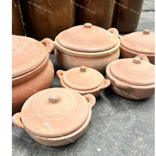 Nồi Đất Kho Cá Bụng Bự Sâu Lòng - Size 14cm Đến 30cm - Có Quai/Nắp Đậy - Kho Thịt - Nấu Canh - Gốm Đất Nung