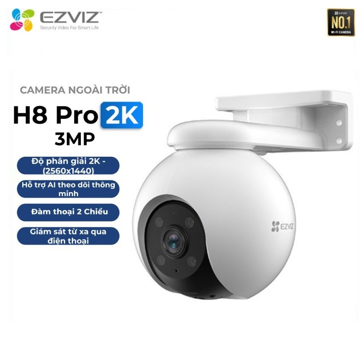 Camera EZVIZ Wifi Ngoài Trời H8 PRO 5MP Siêu Nét Xoay 360 Đàm thoại 2 Chiều Bảo Hành 2 Năm