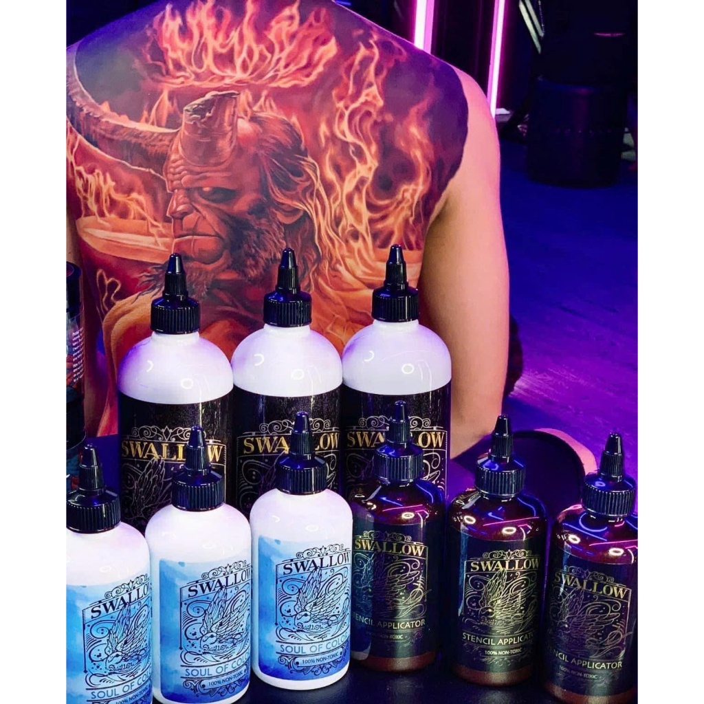 Nước pha mực xăm Swallow Sơn én, Nước pha mực đen 16oz, Dụng cụ xăm hình Tattoo.