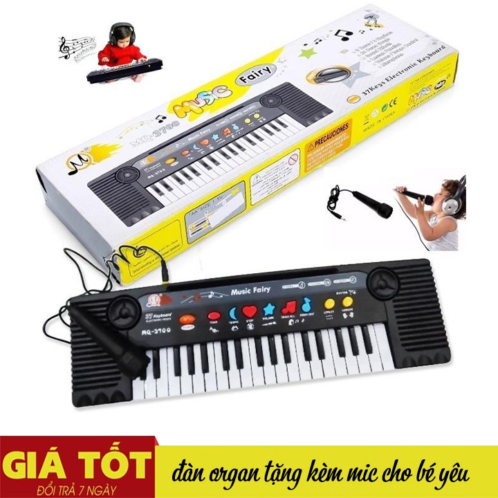 Đàn organ MQ 3700 có tặng kèm mic cho bé, quà tặng cho bé, kèm dây sạc USB