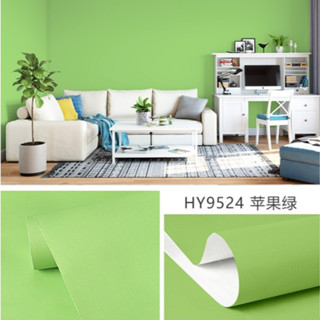 10m giấy dán tường xanh lá trơn nhám sẵn keo khổ 45 cm, giấy dính tường mầu xanh lá cây, lá mạ, giấy dán tường che bẩn