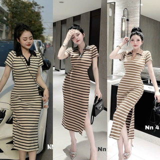 Váy Body Kẻ Cổ Bẻ Siêu Xinh