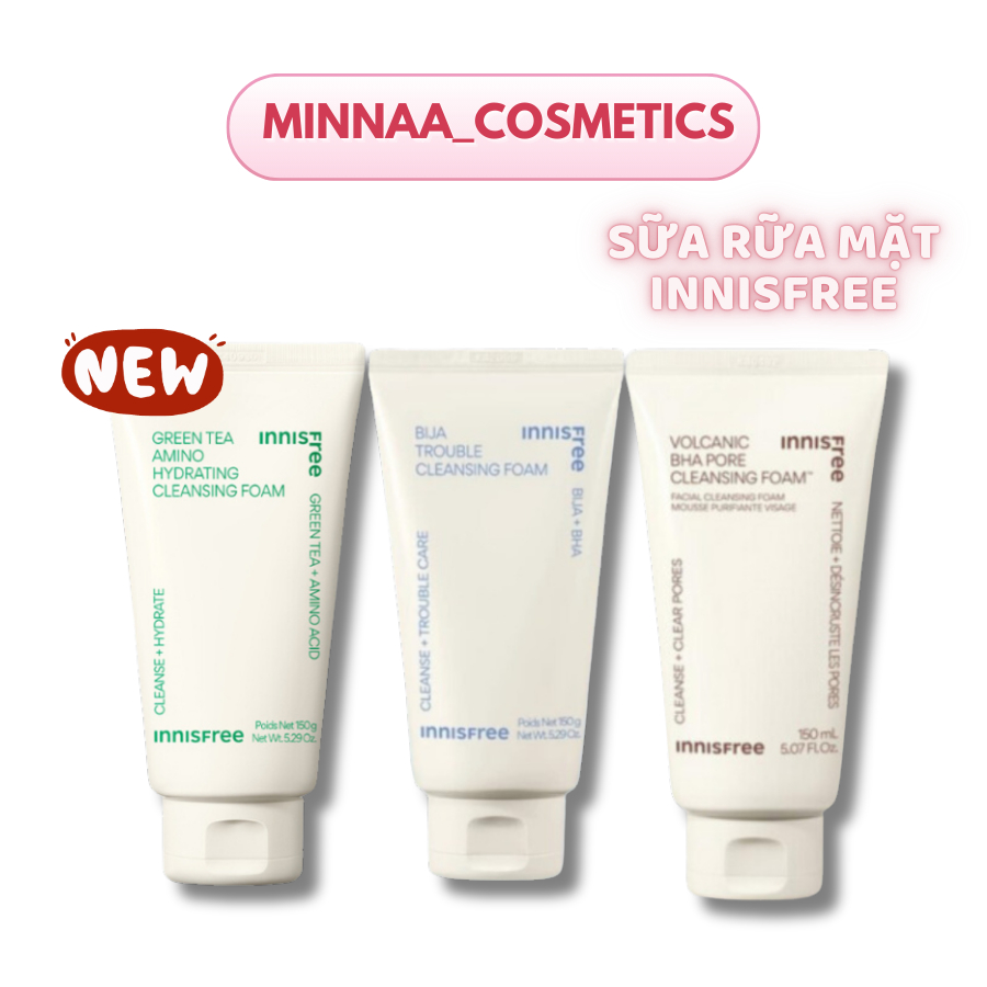 [Mẫu 2023] Sữa Rửa Mặt Innisfree Trà Xanh/Tro Núi Lửa Chính Hãng 150ML
