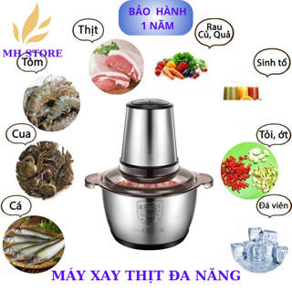 [ HÀNG XỊN ] Máy xay thịt - Máy xay thực phẩm - Cối xay thịt Inox Đa Năng Dao 4 Lưỡi cối 2 lít bảo hành 12 tháng