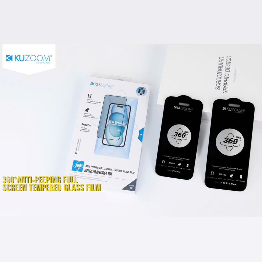 Kính cường lực chống nhìn trộm 360 độ Kuzoom dành cho điện thoại
