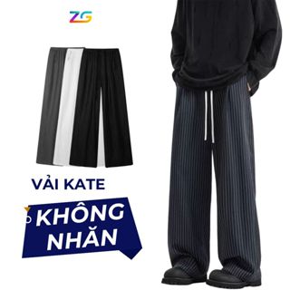 Quần ống rộng kẻ sọc ZGO form quần ống suông unisex vải không nhăn mềm mát QZGO20